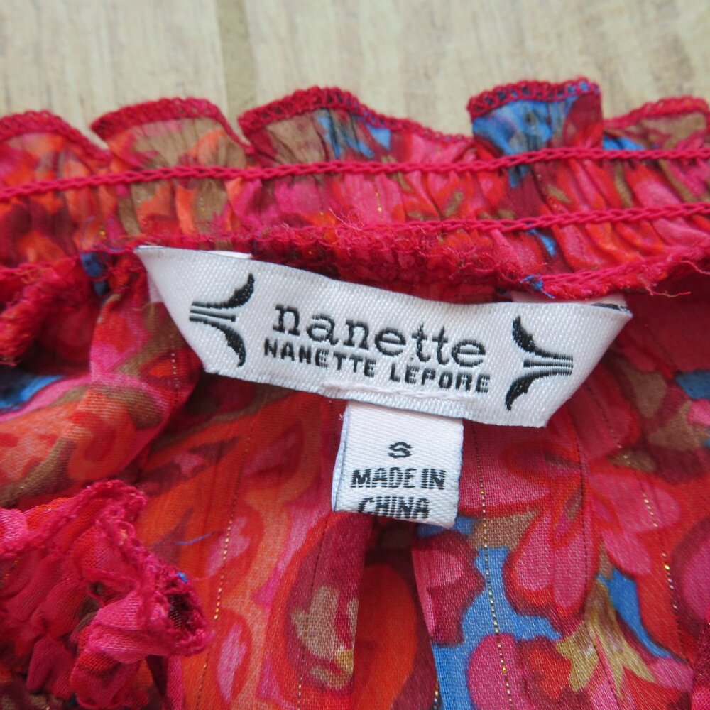 NWT Nanette Lepore Sheer Pink Paisley Floral Bohemian Pullover Blouse Size S - Picture 6 of 9